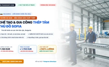 Đơn Hàng Châu Âu Bulgaria: Tuyển 06 Nam Chế Tạo & Gia Công Thép Tại Sofia (Miễn Phí Nhà Ở 100%)