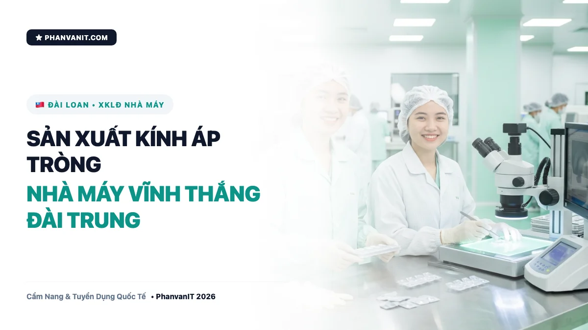 Đơn Hàng Đài Loan: Tuyển 50 Nữ Sản Xuất Kính Áp Tròng Tại Đài Trung (Tăng Ca 2–4 Giờ/Ngày, Nhà Máy Vĩnh Thắng)