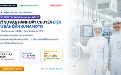 Tuyển 15 Nam Nữ Kỹ Sư Vận Hành Máy Điện Tử Bán Dẫn Tại Kumamoto Nhật Bản (Lương Tới 31 Man)