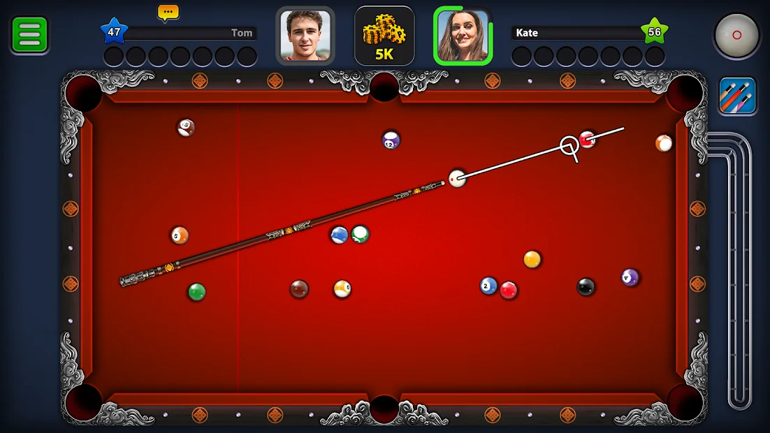 Giao diện cài đặt 8 Ball Pool trên nền tảng di động và PC
