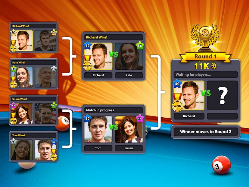 Tùy chỉnh góc ngắm đường bi và trang bị Cơ Bida Huyền Thoại trong 8 Ball Pool