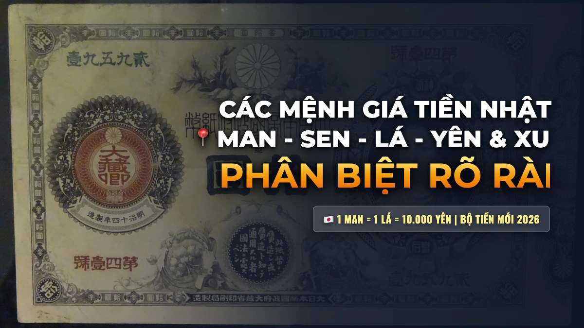 Các Mệnh Giá Tiền Nhật Bản: Phân Biệt Man, Sen, Lá, Yên & Bộ Tiền Xu