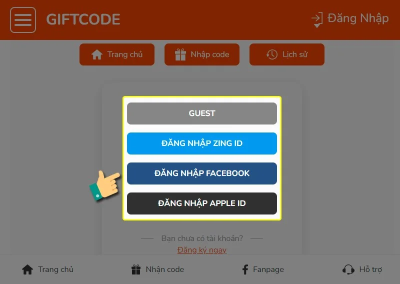 Cách nhập code Gunny Origin VNG trên trang web Zing