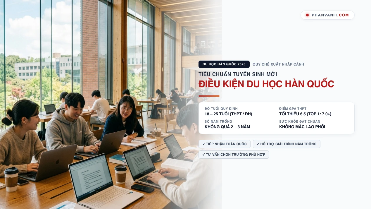 Điều kiện du học Hàn Quốc 2026: Điểm GPA, Tài chính và Độ tuổi