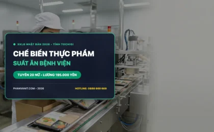 Đơn hàng Chế biến thực phẩm suất ăn bệnh viện tại Tochigi Nhật Bản tuyển Nữ 2026