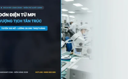 Đơn điện tử MIỄN PHÍ xuất cảnh Đài Loan: Nhà máy MPI – Vượng Tịch tuyển 100 Nữ 2026