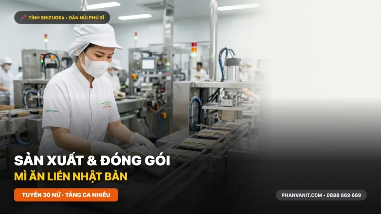 Đơn hàng Sản xuất và Đóng gói mì ăn liền tại Shizuoka Nhật Bản cho Nữ 2026