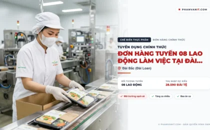 Đơn hàng tuyển 08 lao động làm việc tại Đài Bắc, Đài Loan (Cập nhật 2026)