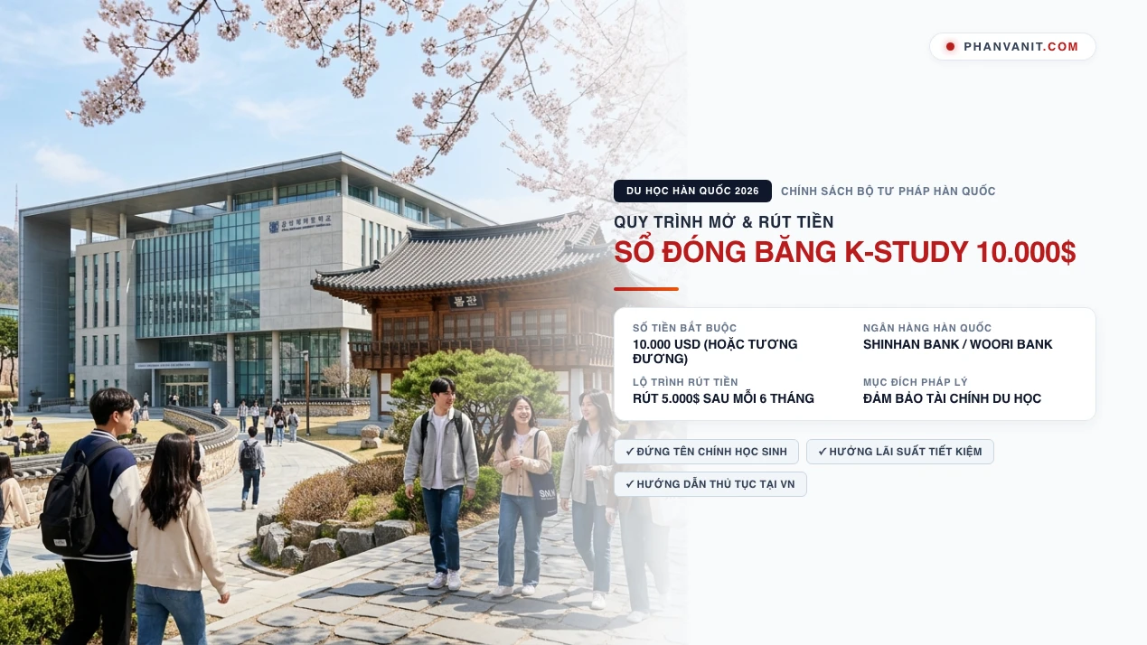 Hướng dẫn mở sổ đóng băng K-Study 10.000 USD du học Hàn Quốc 2026