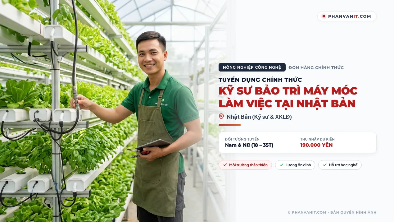 Tuyển 05 kỹ sư bảo trì máy móc làm việc tại Nhật Bản