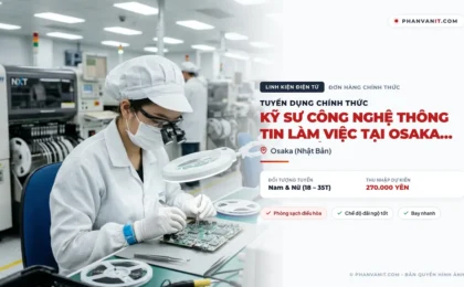 Tuyển 06 Kỹ sư công nghệ thông tin làm việc tại Osaka Nhật Bản