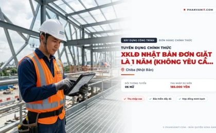 Tuyển 06 Nữ XKLĐ Nhật Bản đơn giặt là 1 năm (không yêu cầu tiếng)