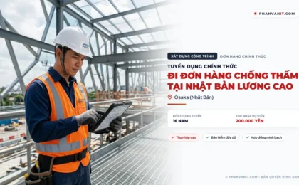 Tuyển 16 nam đi đơn hàng chống thấm tại Nhật Bản lương cao