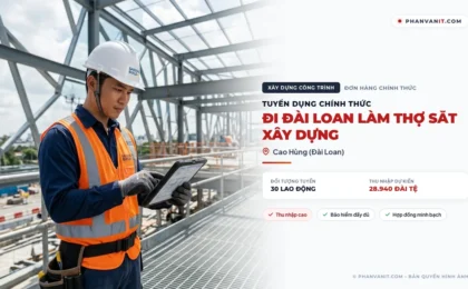 Tuyển 30 lao động đi Đài Loan làm thợ sắt xây dựng (Cập nhật 2026)