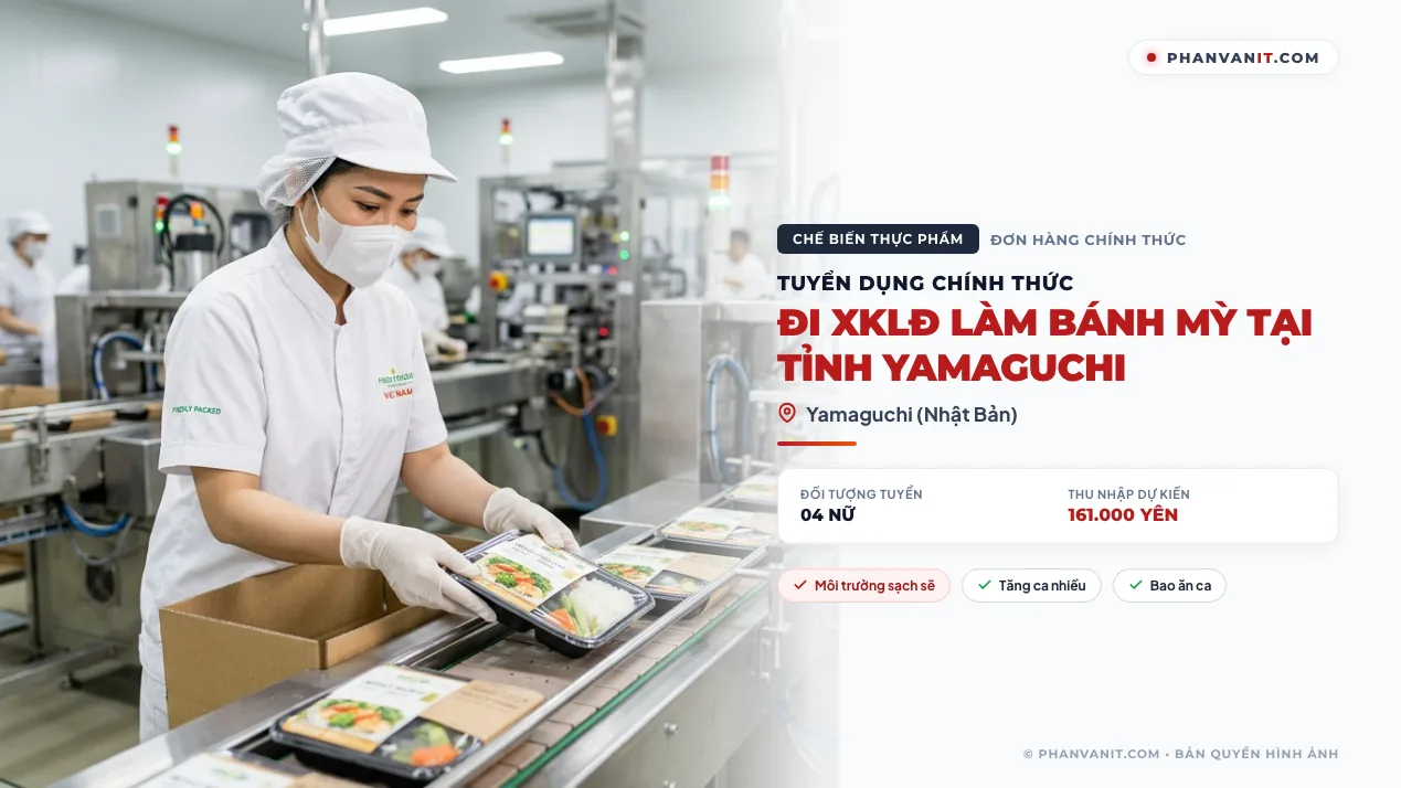 Tuyển dụng 04 Nữ đi XKLĐ làm bánh mỳ tại tỉnh Yamaguchi