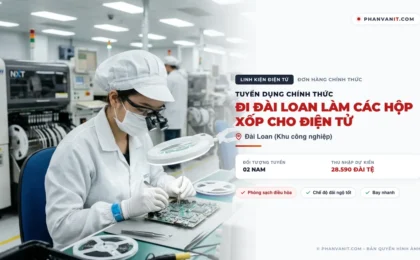 Tuyển gấp 02 Nam đi Đài Loan làm các hộp xốp cho điện tử (Cập nhật 2026)