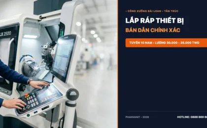 Tuyển 10 Kỹ thuật viên Cơ khí lắp ráp thiết bị bán dẫn Đài Loan (Miễn phí xuất cảnh 2026)