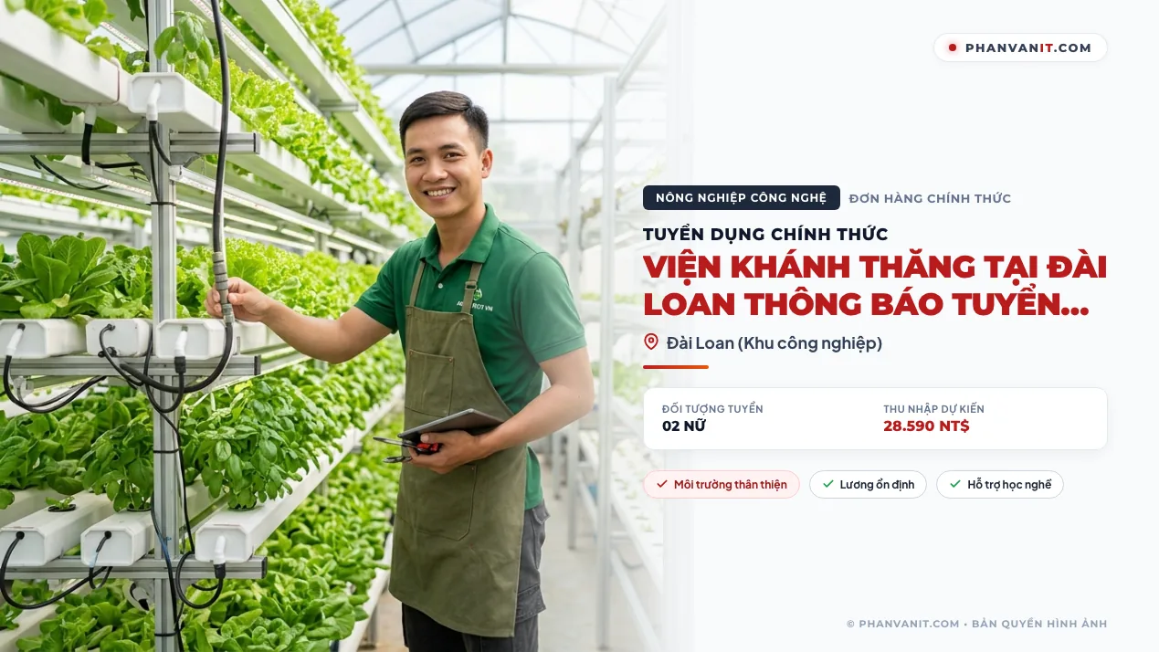 Viện Khánh Thăng tại Đài Loan thông báo tuyển 02 Nữ hộ lý